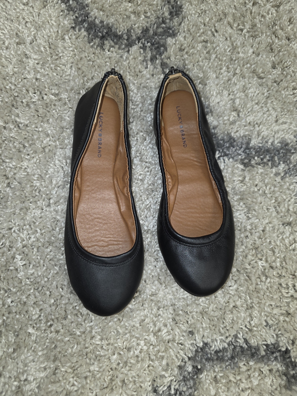 Elk Black Leather Ballet Flats with Tan Insole